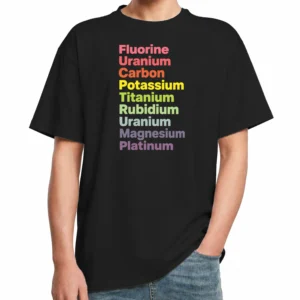 Fluorine Uranium Carbon Potassium Titanium Rubidium Uranium Magnesium Platinum Shirt